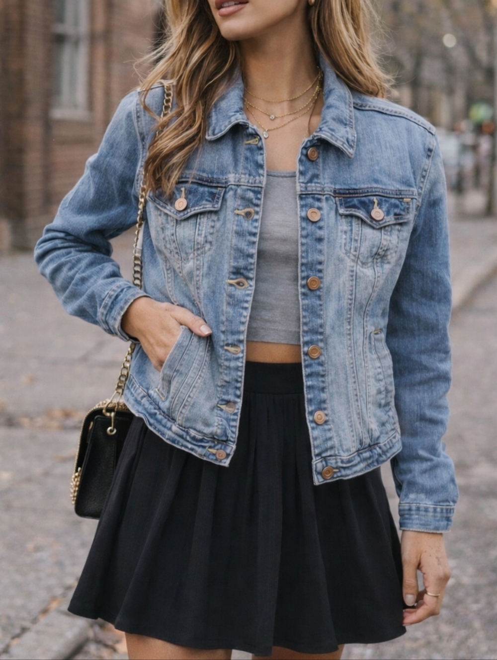 Garage Cotton Blend Denim Jacket Vintage Wash Fitted Classic Blue Jean Jacket